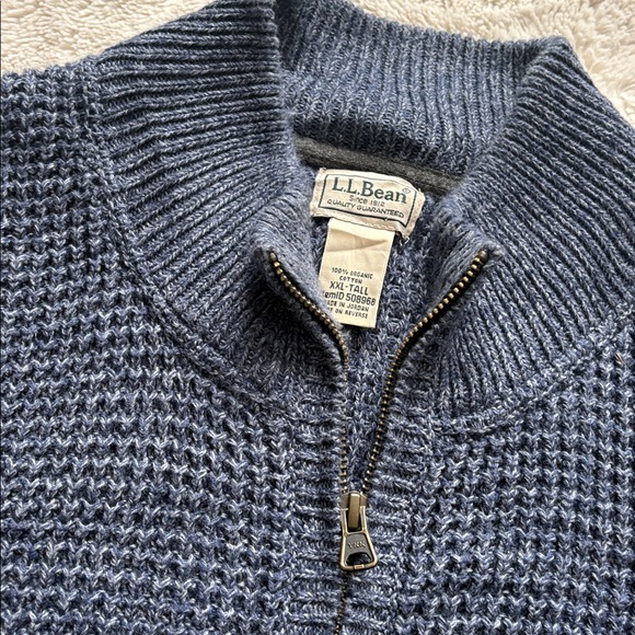 L.L. Bean Organic Cotton Waffle Zip Sweater – Size XXL | Full Zip | Eco - Picture 4 of 8